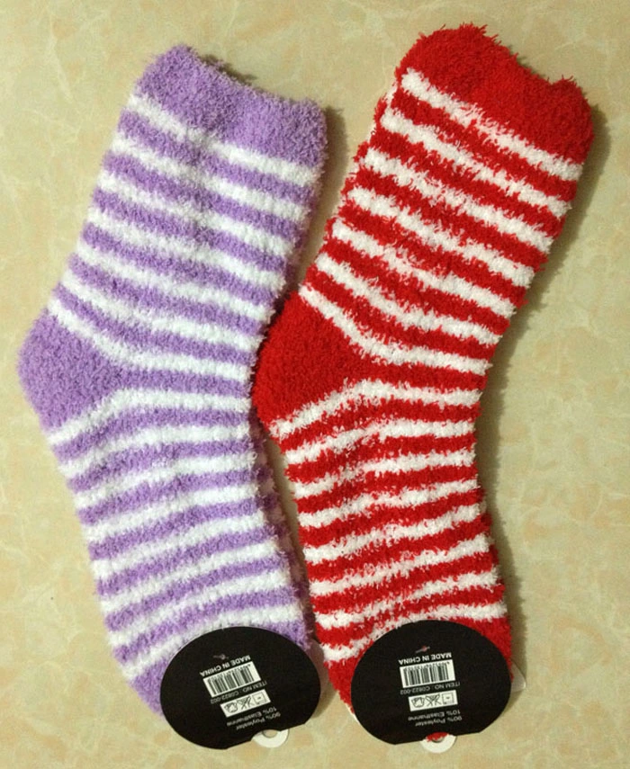 Women Premium Soft Warm Knee High Microfiber Fuzzy Home Socks