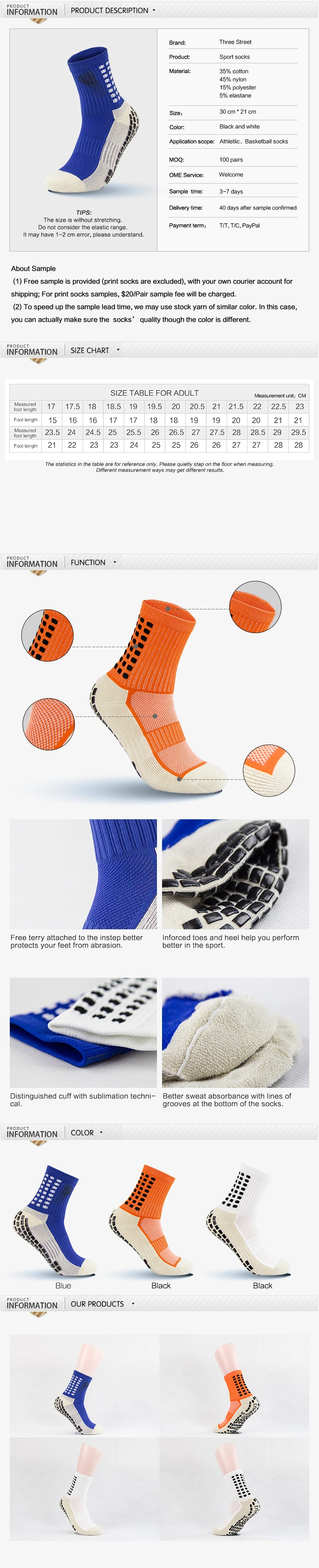 Wholesale Sport Unisex Men Women Soccer Football Non Slip Grip Crew Cotton Socks