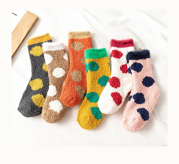 Custom Candy Color Dots Home Bed Thermal Happy Kids Baby Socks