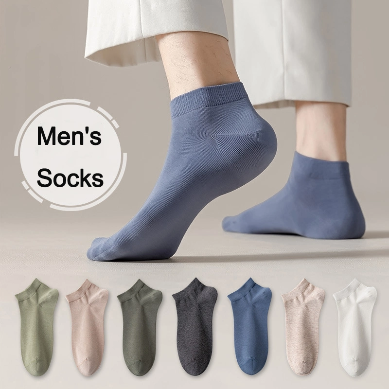 Hot Sale Men′s Thin Cotton Solid Colored Basic Ankle Socks