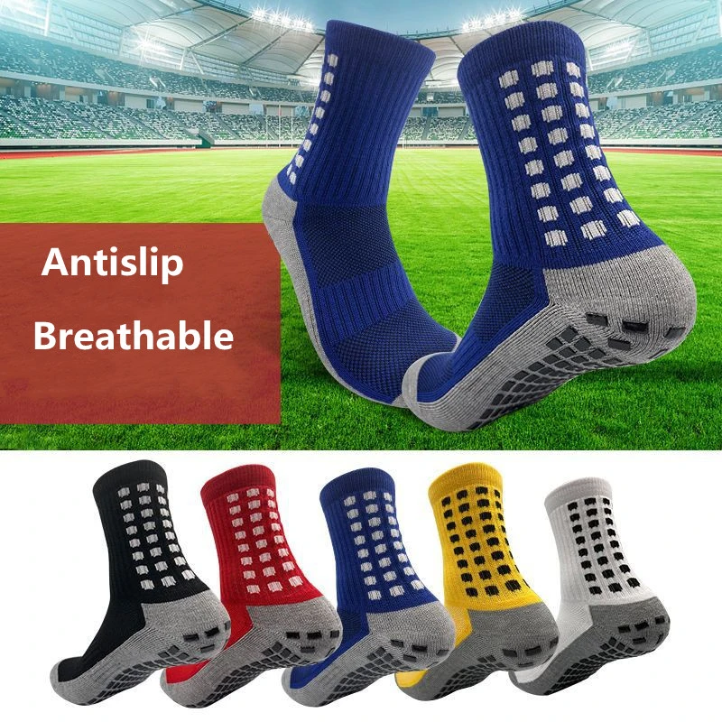 Unisex Men Kids Anti Slip Cotton Crew Sock Non Slip Compression Soccer Sport Football Basketball Sports Grip Socks