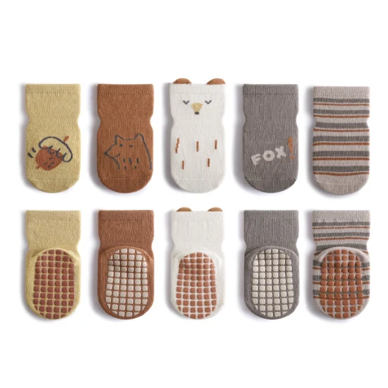 Comercio al por mayor de algodón de moda personalizada cómodo Non-Slip Floor niños calcetines animales lindos para bebés