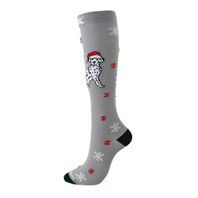 Venta al por mayor de fábrica calcetines cálidos suaves y acogedores hasta la rodilla Jacquard de Navidad para mujeres