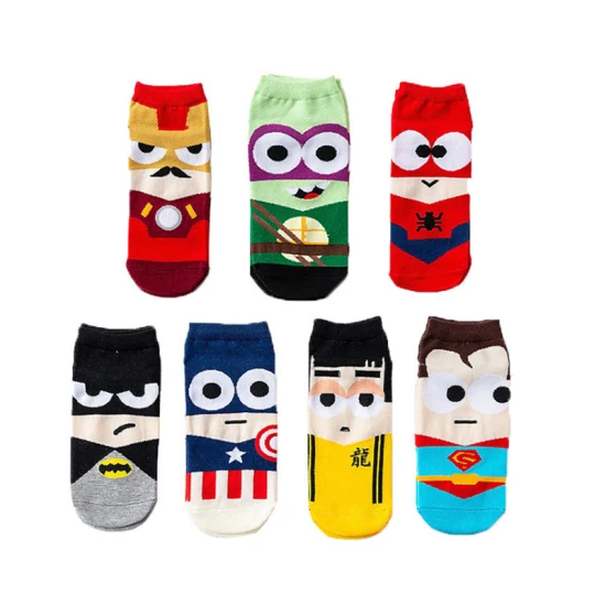 Niños Cottonsuperhero dibujos animados coloridos personalizado niño diseño antideslizante deportes calcetines felices