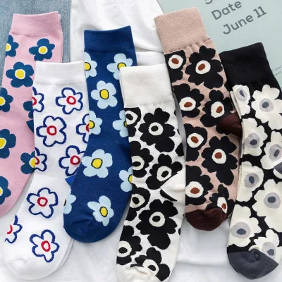 Calcetines de tutú holgados con flores para mujer a la moda de alta calidad